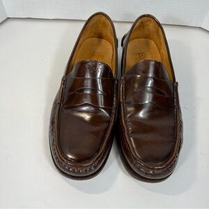 Lands’ End Men’s Penny Loafers Brown Leather Slip On Dress Shoes Size 10M Brazil